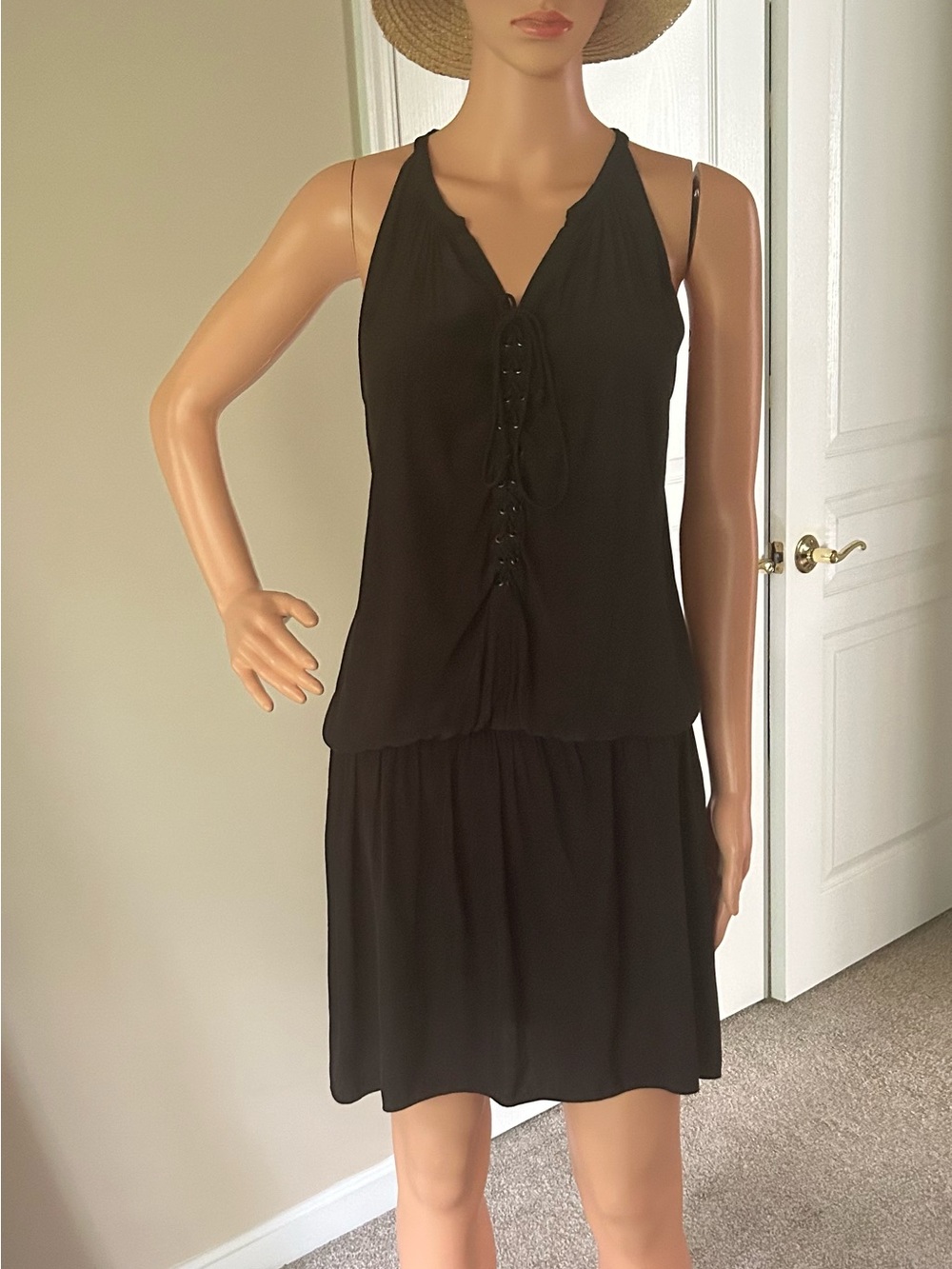 Ramy Brook Black Lace-Up Mini Dress